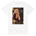 Pearl from Overly Ripe Wisdom on a t-shirt with her saying “My patience retired before I did.”