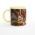 Zahara from Overly Ripe Wisdom on a mug with her saying “Wisdom comes with age. My sarcasm was cultivated to perfection.”