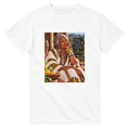 Zahara from Overly Ripe Wisdom on a t-shirt with her saying “Wisdom comes with age. My sarcasm was cultivated to perfection.”