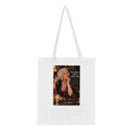 Pearl from Overly Ripe Wisdom on a tote bag with her saying “My patience retired before I did.”