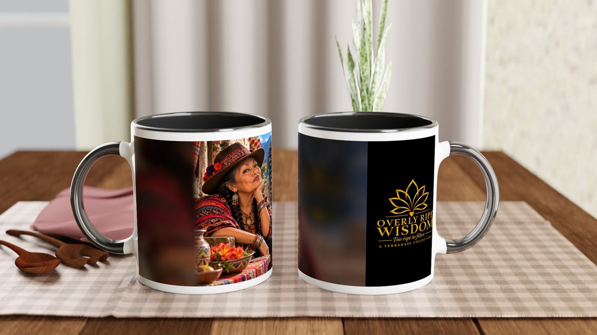 Marisol from Overly Ripe Wisdom on a mug, a funny gift for women