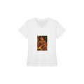 Sienna from Overly Ripe Wisdom on a v-neck tee with her saying “I collect moments, not your opinions.”