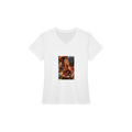 Tallulah from Overly Ripe Wisdom on a v-neck tee with her saying “At my age, a scandal is just free publicity.”
